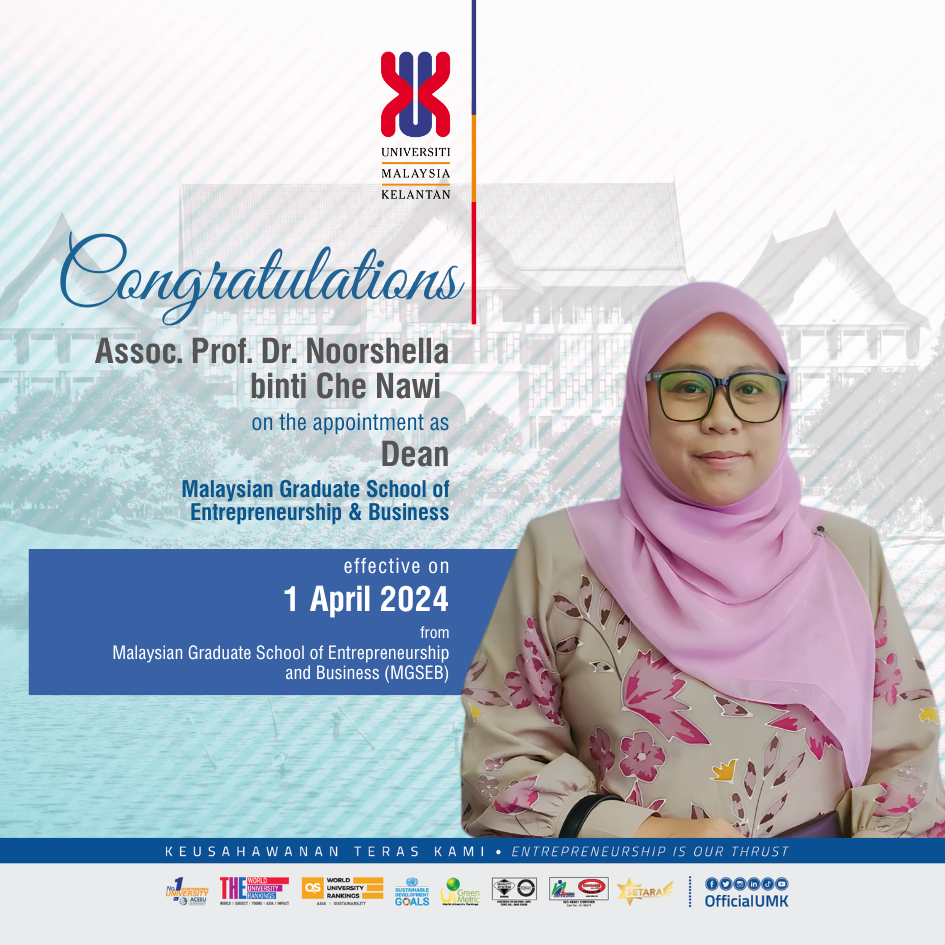 New Dean, Associate Professor Dr. Noorshella Binti Che Nawi